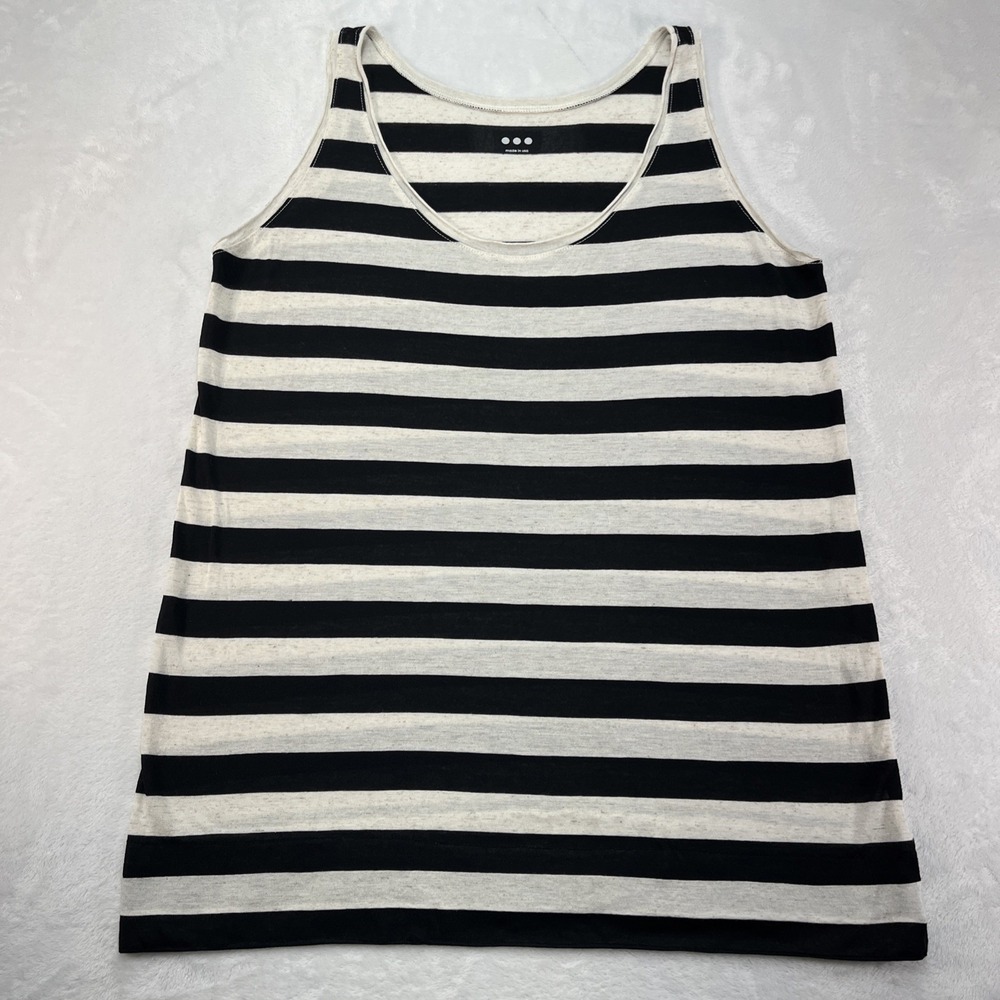 Three Dots Striped Tank Womens Medium/Large? Casual Coastal Summer Outdoors